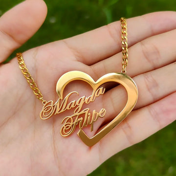 Customized Couple Gifts | two names, heart-shaped necklace, jewelry, anniversary gift, Mother's Day gift