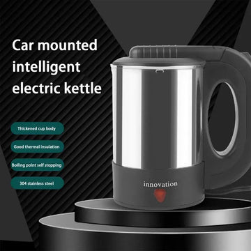 500ml Portable Car Kettle - 12V/24V Automatic Shut off Heated Water