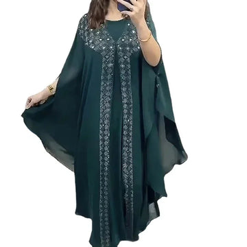 Modern Islamic Dresses For Eid | Luxury Rhinestones African Dress for Women | Muslim 2 Piece Set