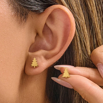 Christmas Stainless Steel Earrings | Cute Christmas Tree Fashion Stud Earrings for Women