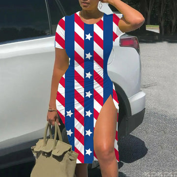 Strip American Flag july 4th outfits for woman