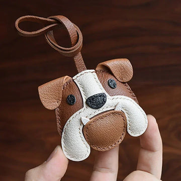 Handmade Leather Bulldog KeyChain Bag Charm Christmas gifts Christmas keyring