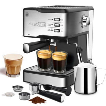 DUTRIEUX Cappuccino Espresso Machine - 20 Bar Pump Coffee Machine with ESE POD capsules filter