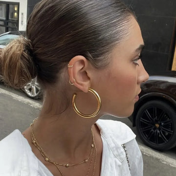 30/40/50mm Classic Stainless Steel Ear Buckle Big Earrings for Women