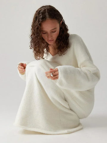 2 Piece Sweater Sets | V-neck Sweater+Skirt Sets | Casual Sweater Warm Fashion Sets