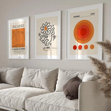 Modern Gallery Wall Picasso Bauhaus Orange Wall Art | Canvas Painting Posters | wall art prints | Home Decor