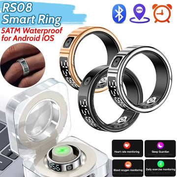 RS08 Smart Ring 5ATM Waterproof Fitness Rings | Multi-sport Modes Heart Rate Blood Oxygen Sleep Monitoring for Android iOS