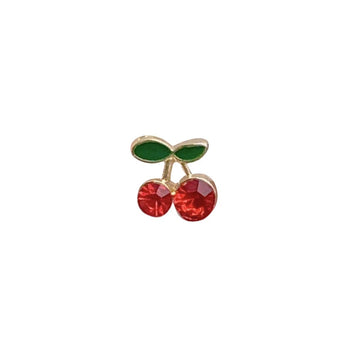 10 Pcs bright cherry red nails | 3D Cherry Charm Red Crystal Jewelry