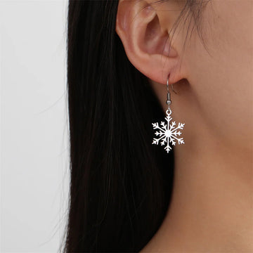 Snowflake Hoop Earrings | Winter Fashion Charms Drop Earrings For Women