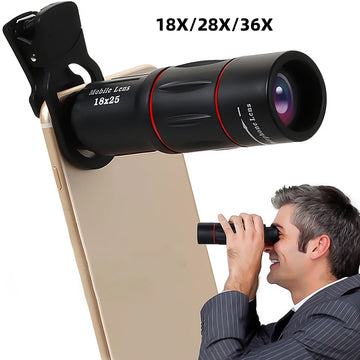 18/28/36X Phone Camera Lens | Clip-On Zoom Monocular Telescope Universal HD Telescope Lens