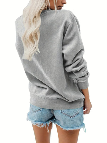 Long Sleeve Sweater | Women's printed round neck long sleeved pullover