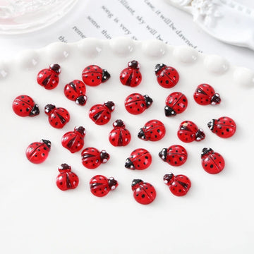 50 Seven Star Ladybug Nail | Cute Cartoon Mini Resin Insect DIY Nail Decoration