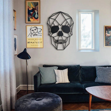 Human Skull Halloween Metal Wall Art Decor | Matte Black Wall Hanging Decor for Home Wall Decoration