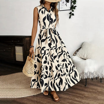 Hoco Dress Inspo | Floral Maxi Dress Summer Button Shirt V Neck | Flowy Belted Beach Dresses