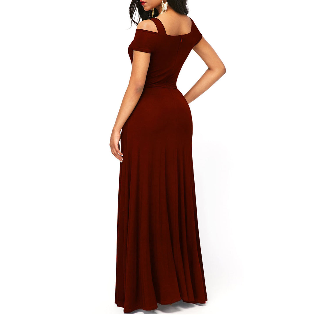 90s-Inspired V-Neck Solid Slim Party Dress