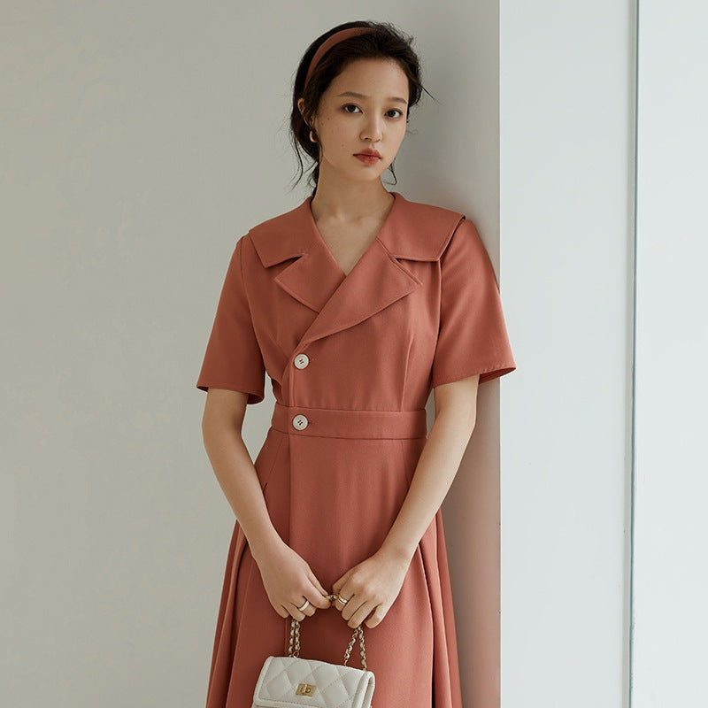 90s Hepburn Style Professional Suit Dress with Long Slim Skirt