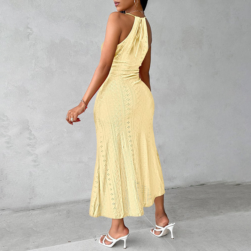 Long Homecoming Dresses | Women's Sexy Halter Neck Midi Dresses | Elegant Sleeveless Cocktail Party Dress