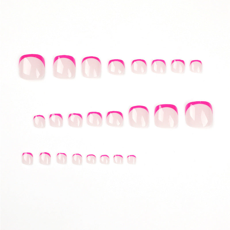 24 Pcs Red French toenails