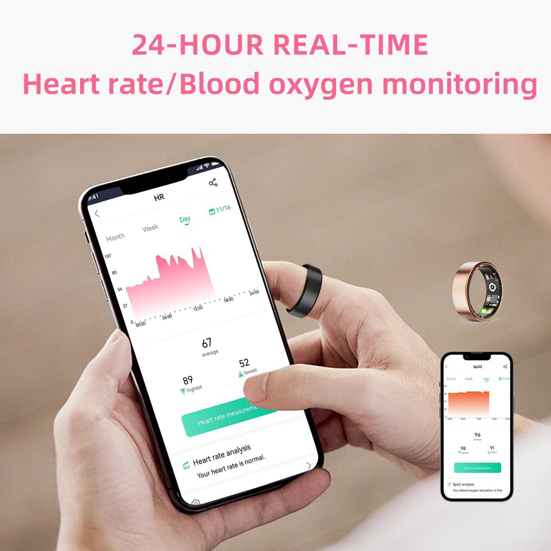Smart Ring Health Tracker - Bluetooth Fitness Tracker Rings Family Care