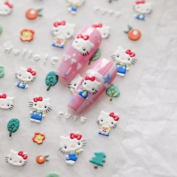 5D Hello Kitty Nail Stickers | Cartoon Sanrio Sticker Nail Decoration DlY