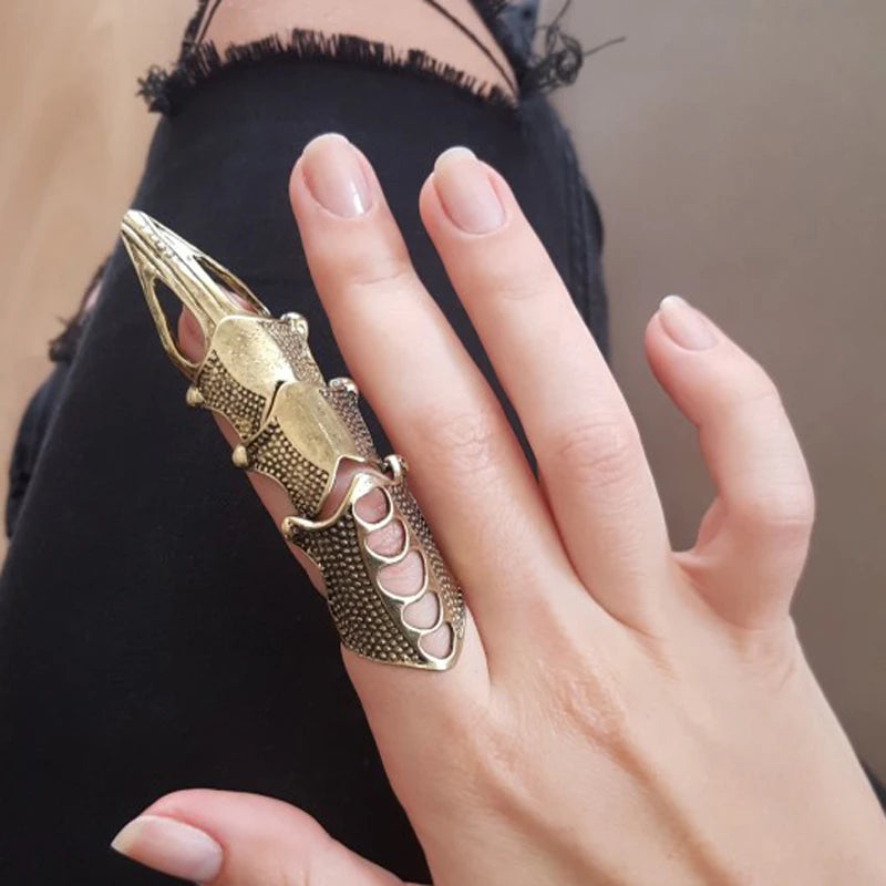 Knuckle Rings | Finger Rings for Women Gothic Gold Alloy Adjustable Ring Party Jewelry