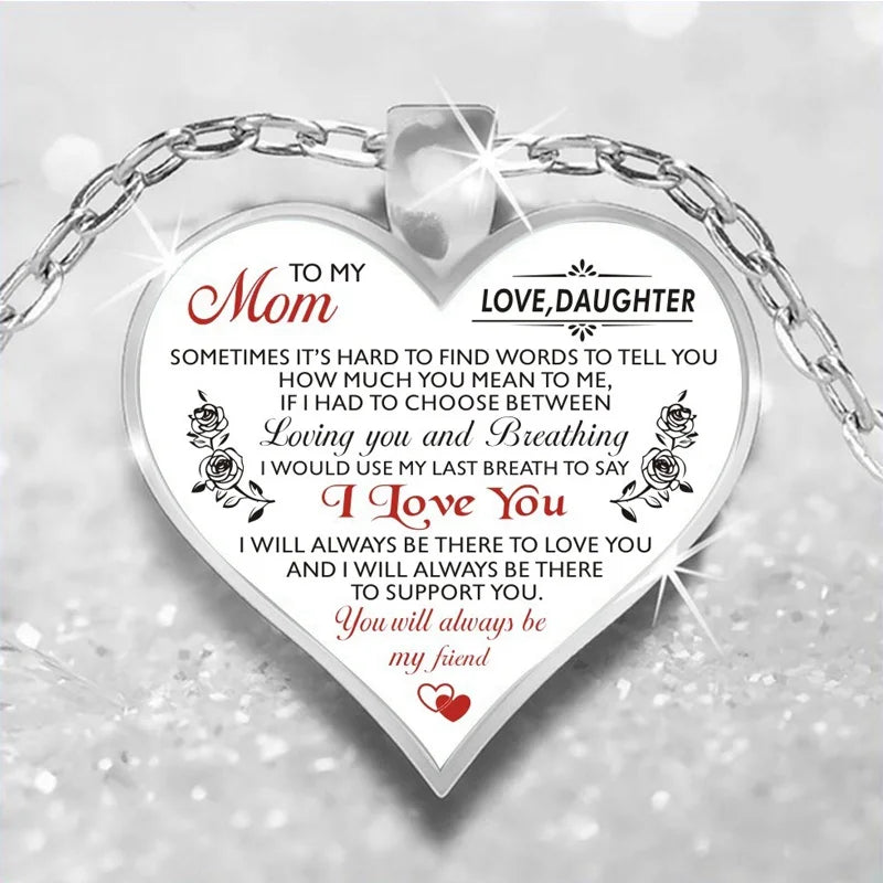Easy Mother's Day Gift Ideas | Heart Necklace Epoxy Inspirational Necklaces For Mother Dat Gifts