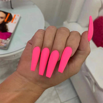 24pcs False Nails Solid Color Long Ballet Fake Nails | Coffin Nails Ideas | Press On Nails Kit