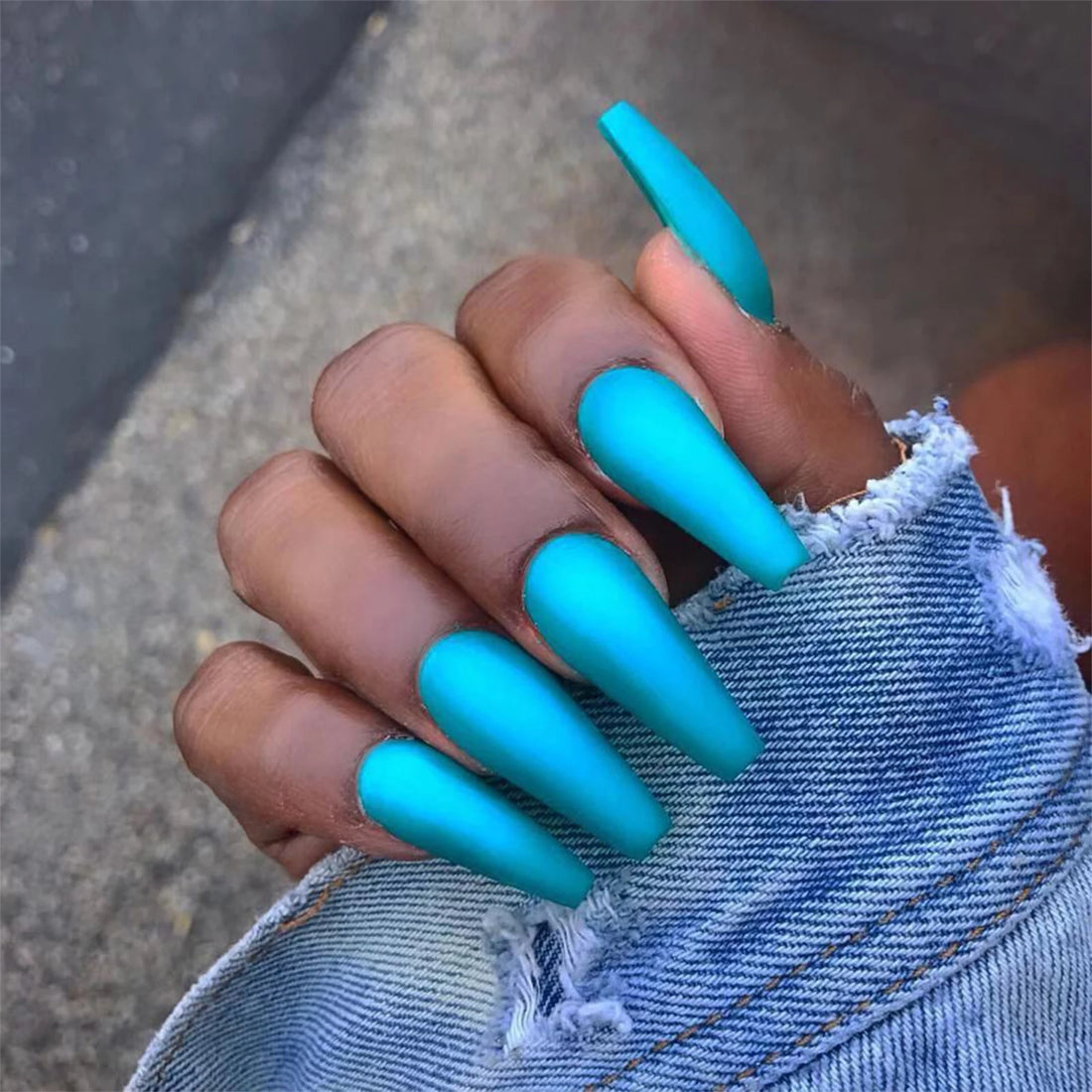 24pcs False Nails Solid Color Long Ballet Fake Nails | Coffin Nails Ideas | Press On Nails Kit