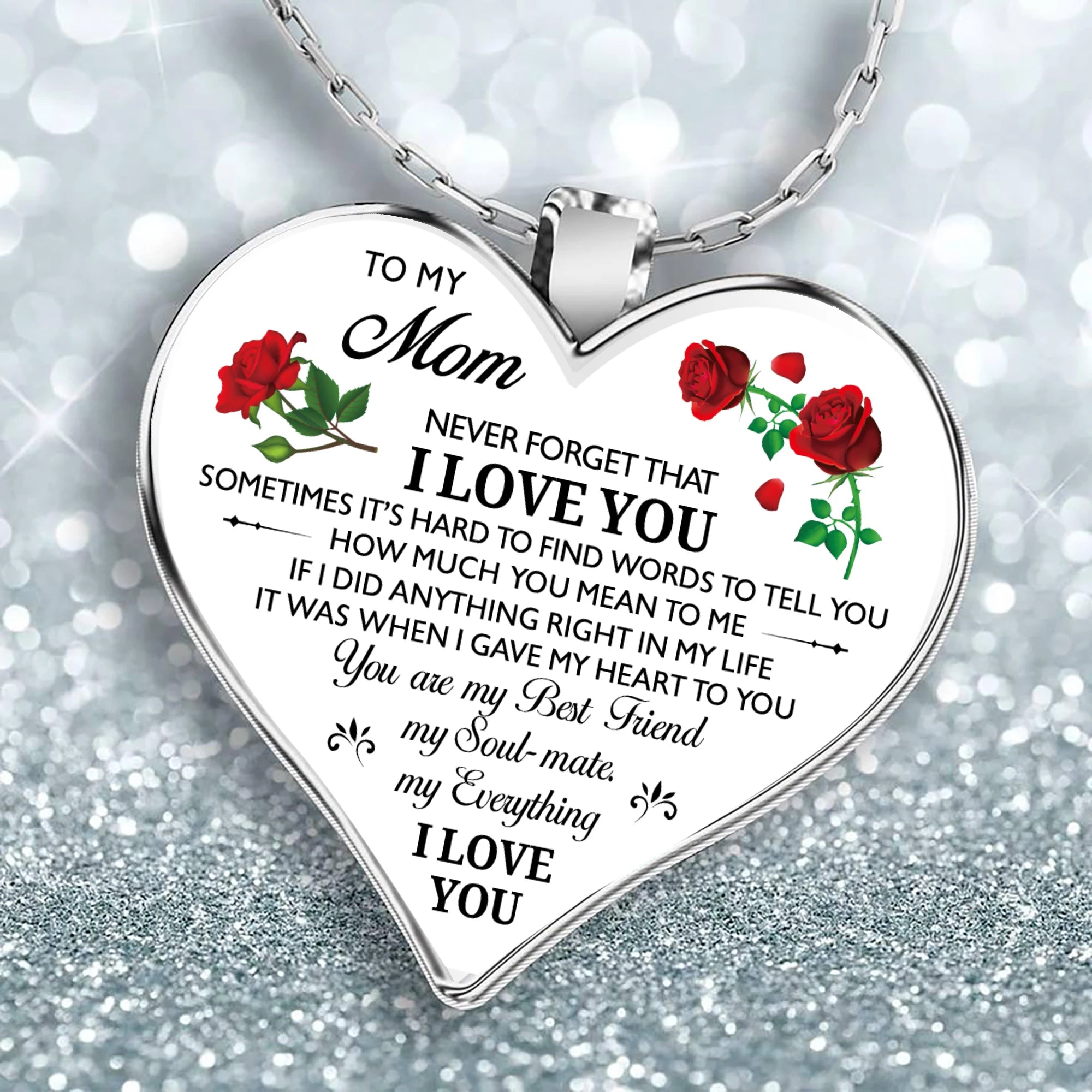 Easy Mother's Day Gift Ideas | Heart Necklace Epoxy Inspirational Necklaces For Mother Dat Gifts