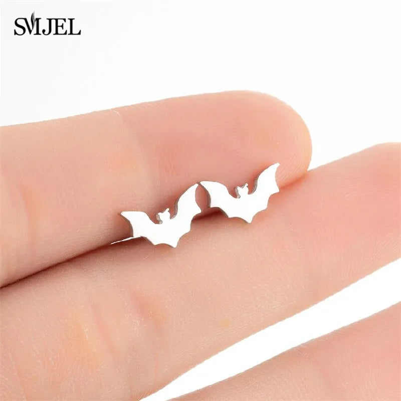 Stainless Steel Bat Stud Earrings For Women | Halloween Party Gift | Studs Jewelry