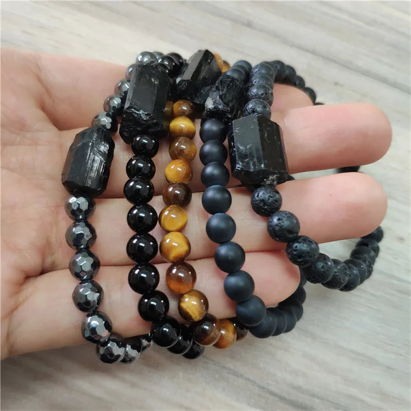 Designer Beaded Bracelets | Natural black raw beaded bracelets for man & women