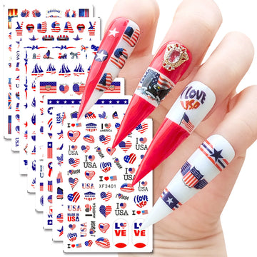 8 Sheets/lot Celebrate Independence Day Nail Art Stickers