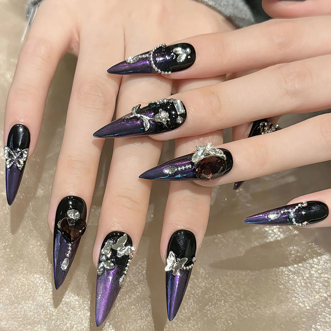 10 Halloween Nails Almond | Press on Nails | DIY Handmade Wearing Armor False Nails