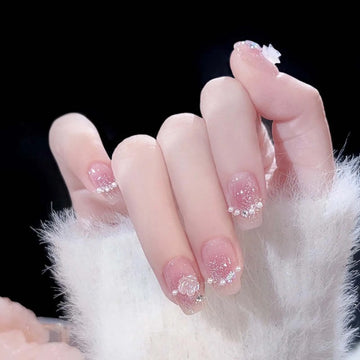 24pcs pinterest summer nails | Pearl Decor Gentle Color Reusable Artificial Nail