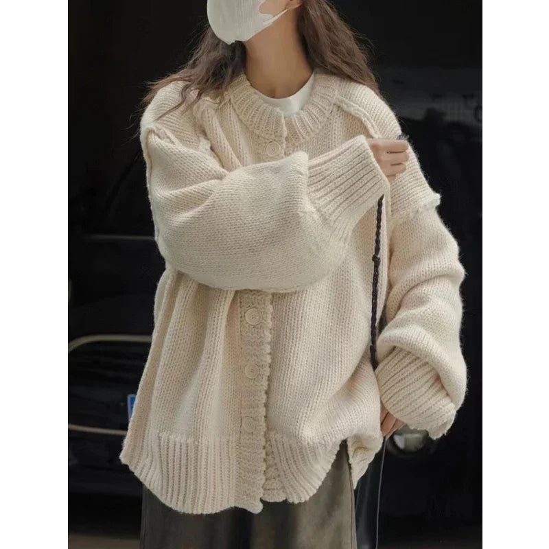Crew Neck Cardigan Sweater | Casual Button Single-breasted Knitwear Top