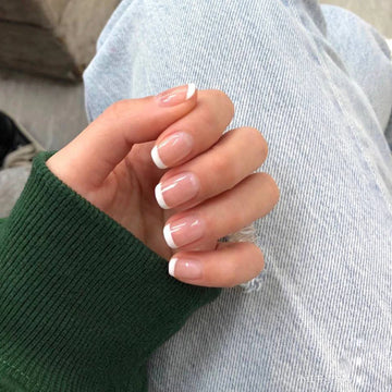 24 Elegant Fall Nails | Short Square French Fake Nail With Glue | Artificial Pink Nail
