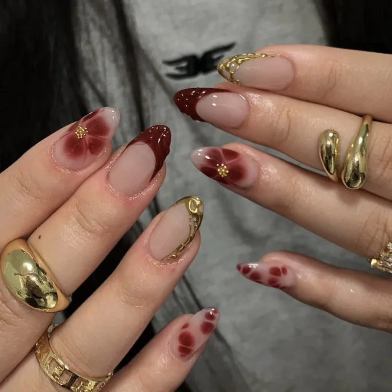 24PCS Simple Earthy Nails Designs