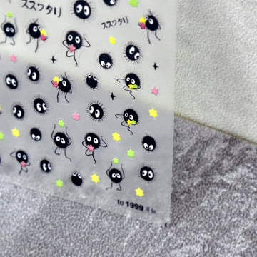 1Pcs Anime Nails Simple | Chibi Character Susuwatari Eggette Cute Anime Cartoon Nail Stickers