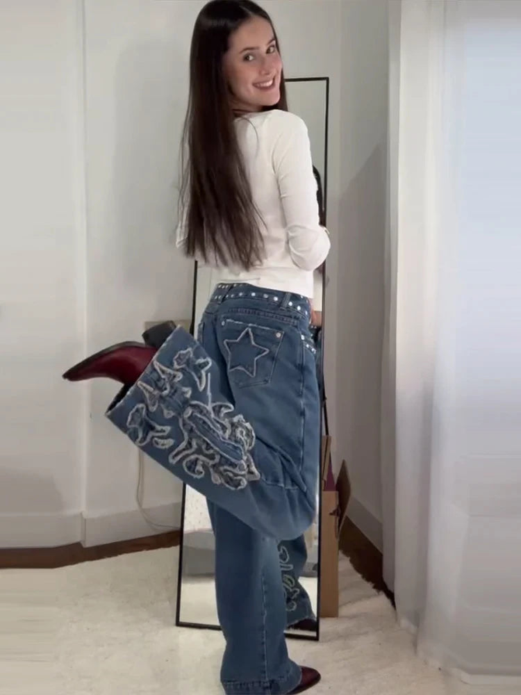 Vintage Streetwear Baggy Pants | High Waist Wide Leg Trendy Streetwear Trousers