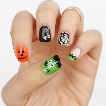 24 Pumpkin Press On Nails | Halloween False Nails Personalized Spider Pumpkin Fake Nail