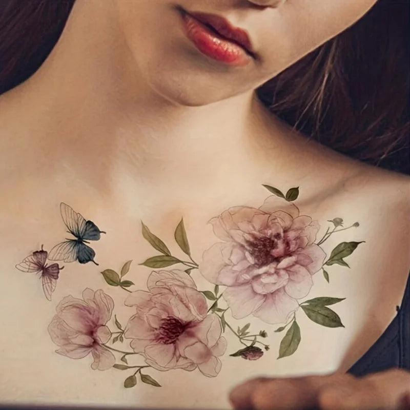 Floral arm tattoo | Large rose flower tattoo | Rose temporary tattoo