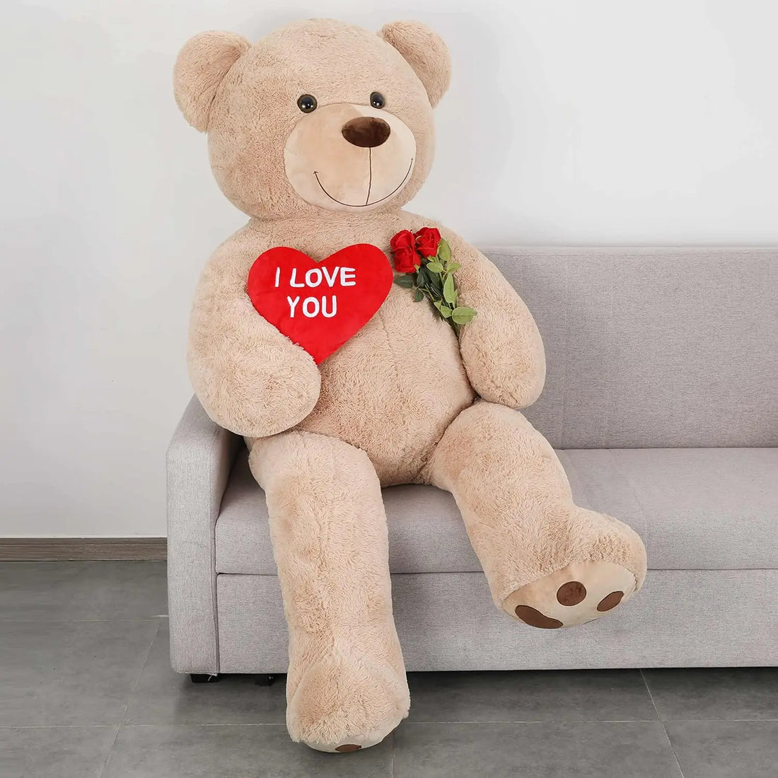 Giant Teddy Bear 6ft- “I Love You”Red Heart Jumbo Human Size Teddy Bear for Lovers
