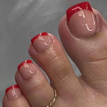 24pcs Valentines Toe Nails | False Toe set 1pc Nail File & 1Nail Glue Sticker Kit Nails