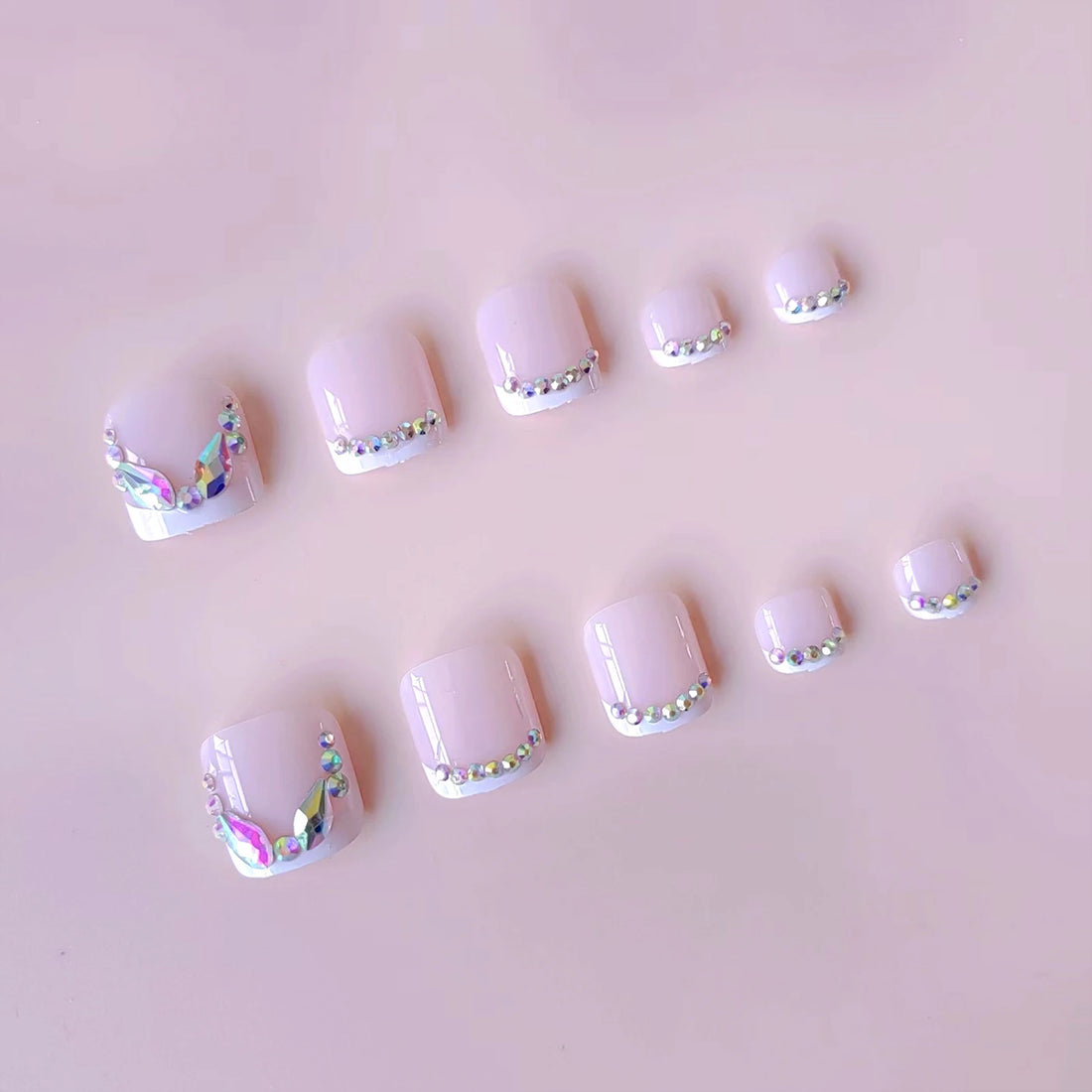 24 Pcs White French Toenails for Summer Pinky styles