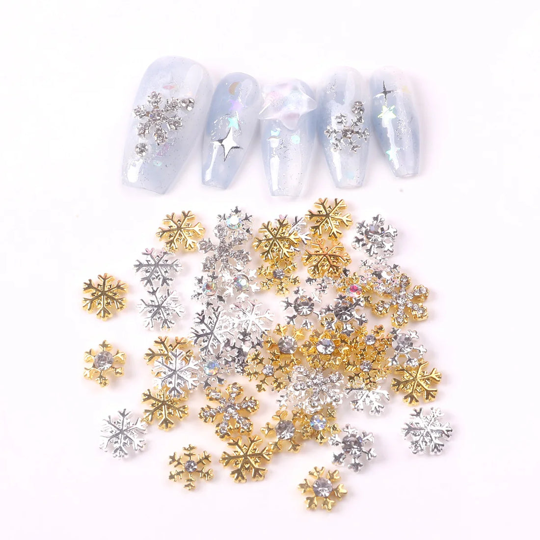 50 December Nails Designs | 3D Winter Snowflake Nail Art Charm | DIY Nail Accessories