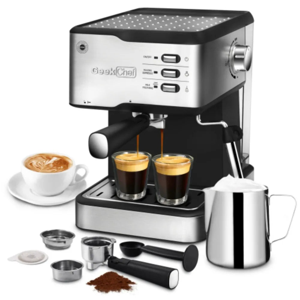 DUTRIEUX Cappuccino Espresso Machine - 20 Bar Pump Coffee Machine with ESE POD capsules filter