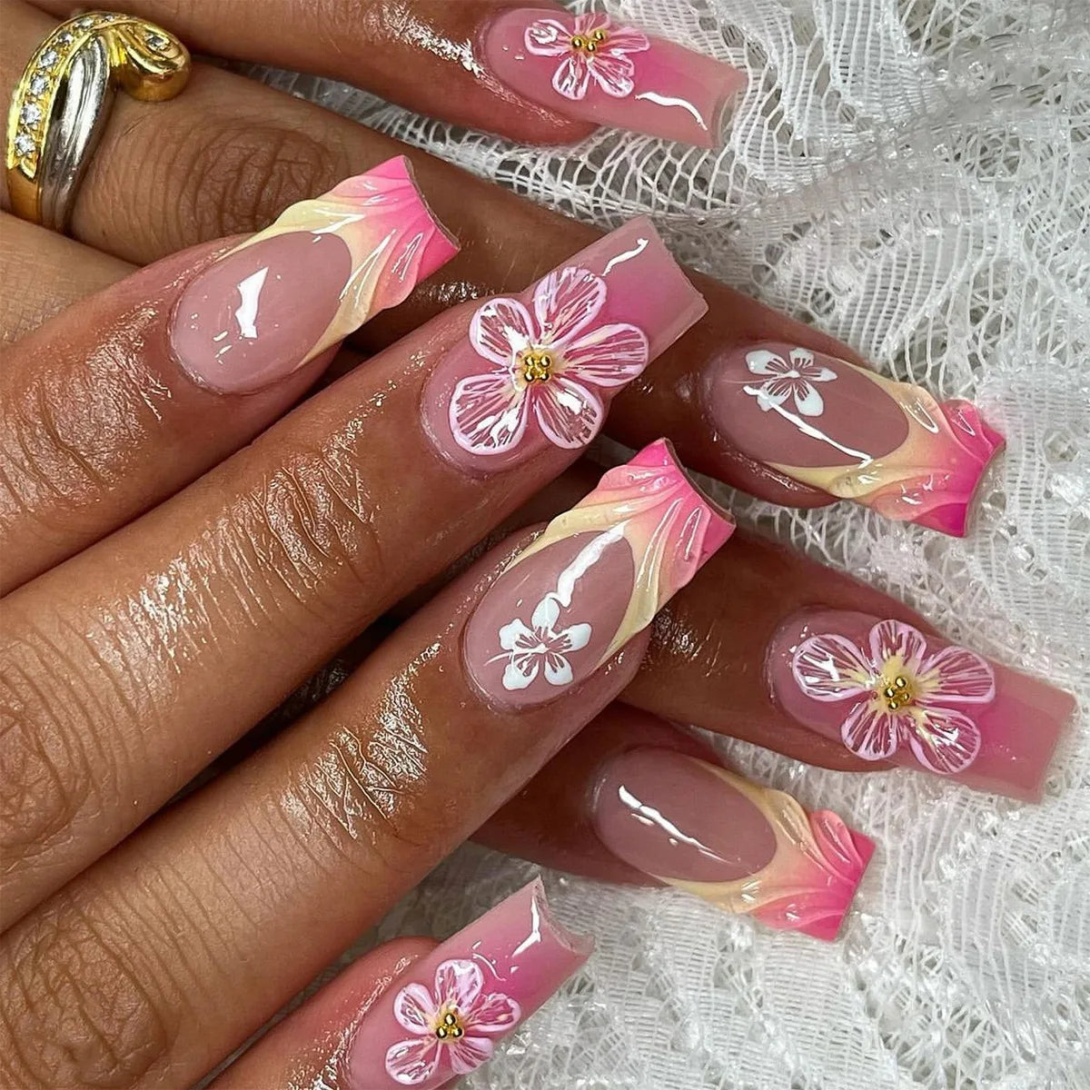 24pcs Blush Pink French Press On Nails Designs