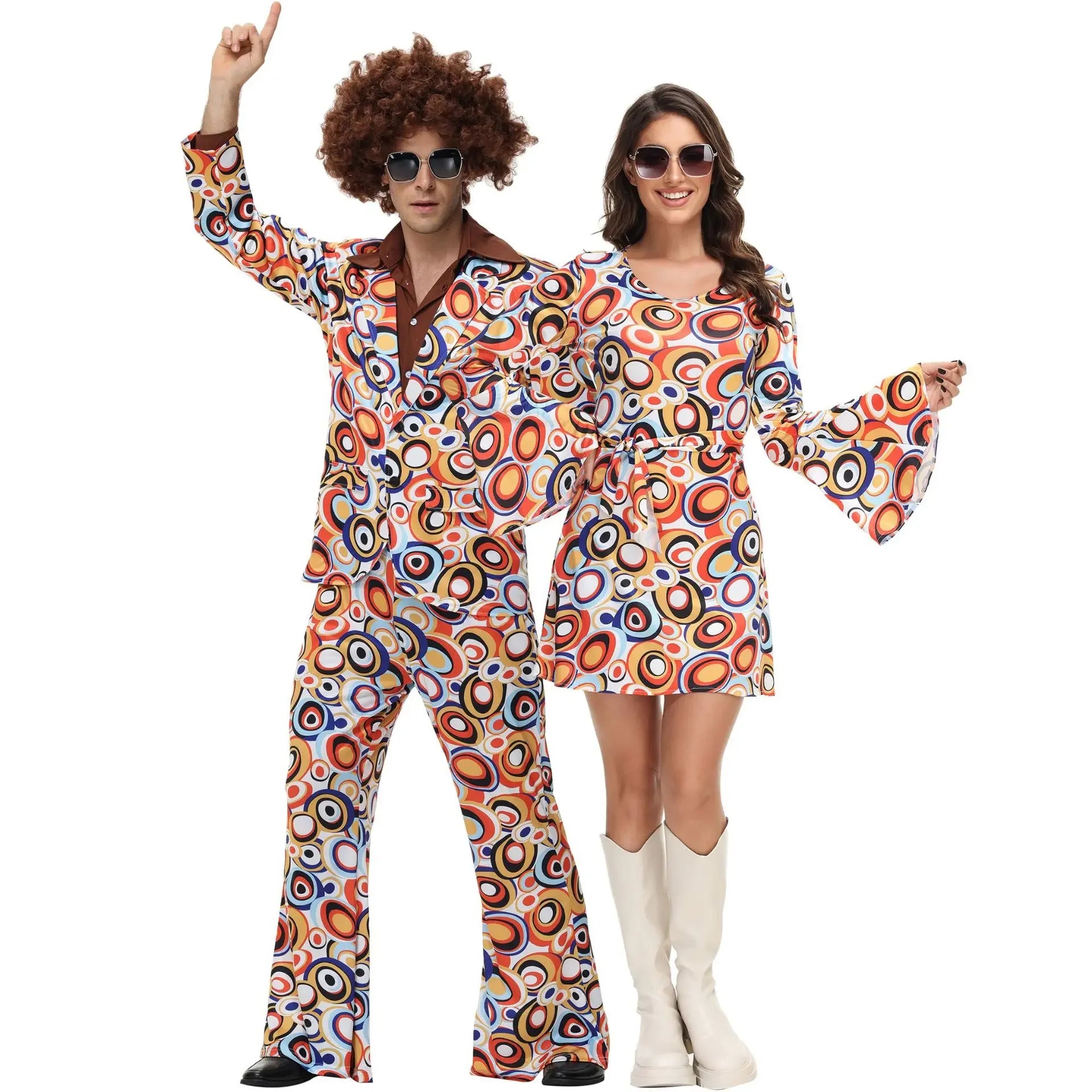 80s Hippie Clothes |Couple Retro Disco Costumes for Cosplay Couples Purim Dress Up