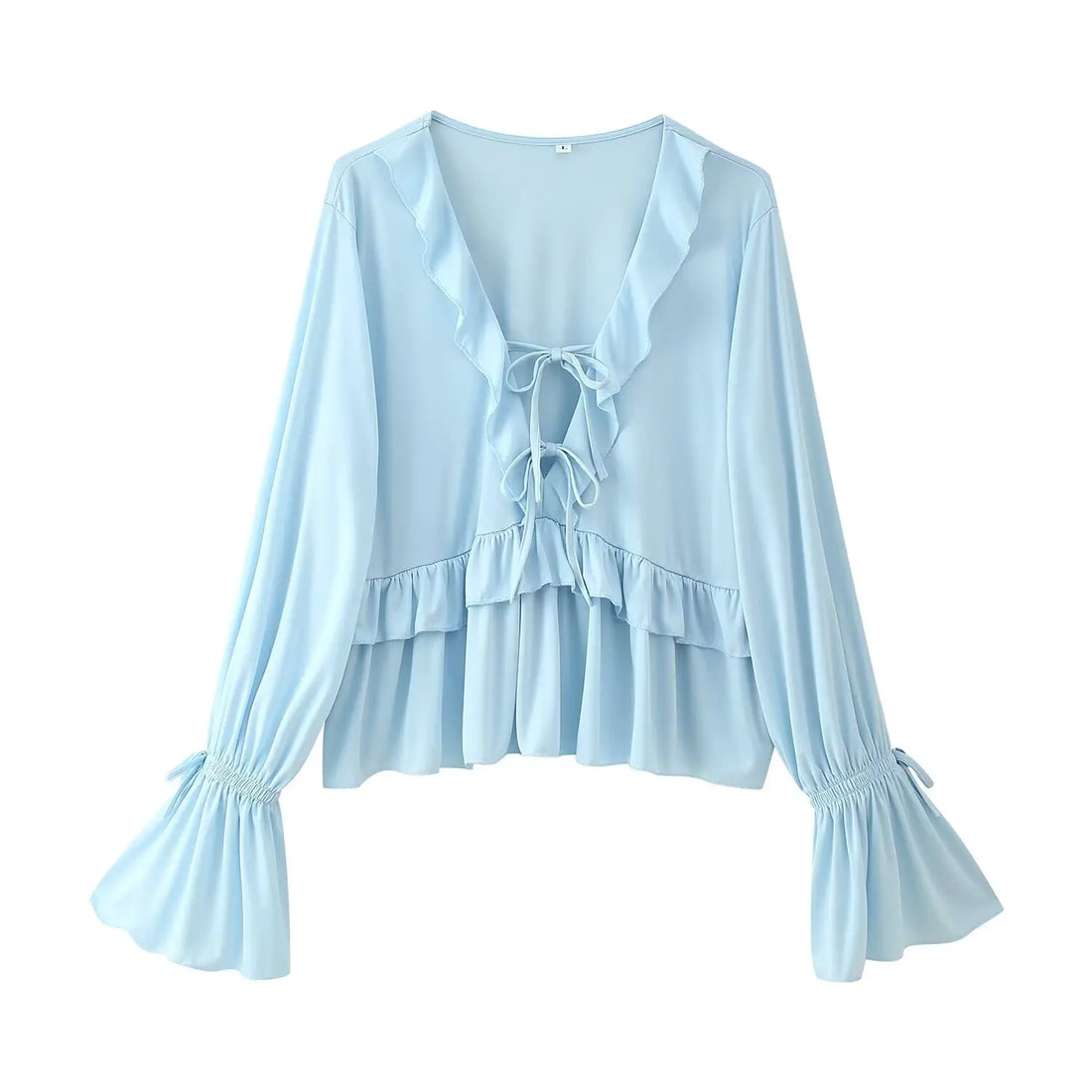 Two Piece Sets Skirt and Top | Ruffled long-sleeved shirt with high waist A-line skirt