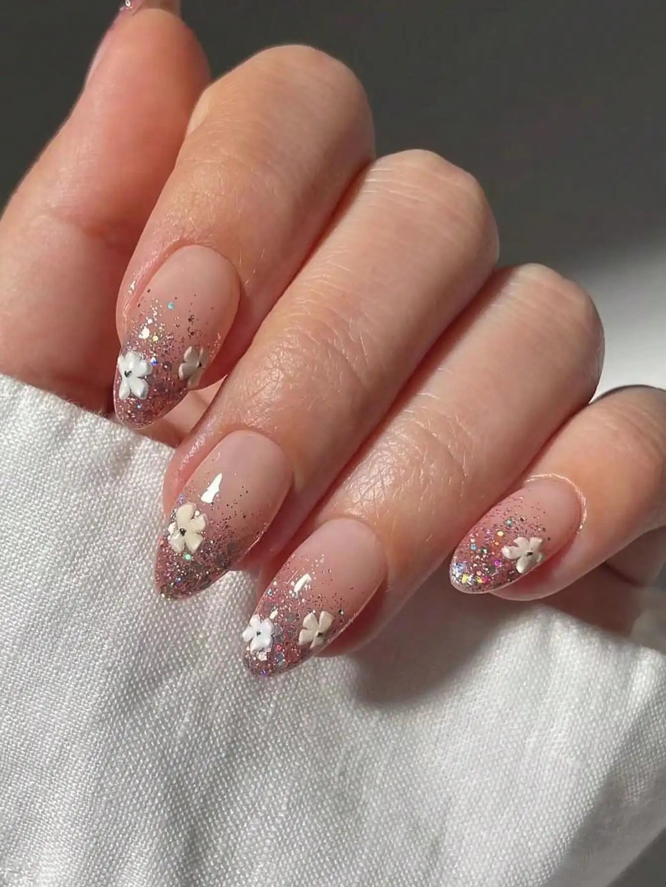 10 Glitter spring nails | flower cute delicate simple office fashion detachable false nails,